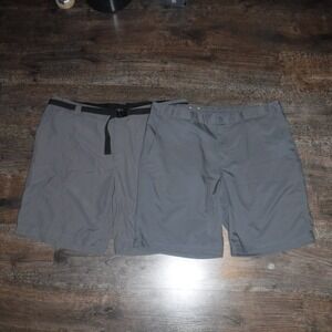 2 pair Columbia Men's Gray Hiking Cargo Shorts with Belt Size 44